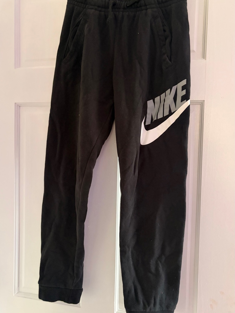 Nike Black Jogger Sweatpants with White Swoosh